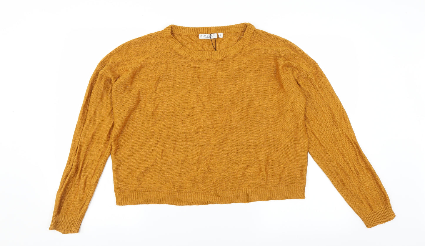 Brave Soul Womens Orange   Pullover Jumper Size L  - mustard colour