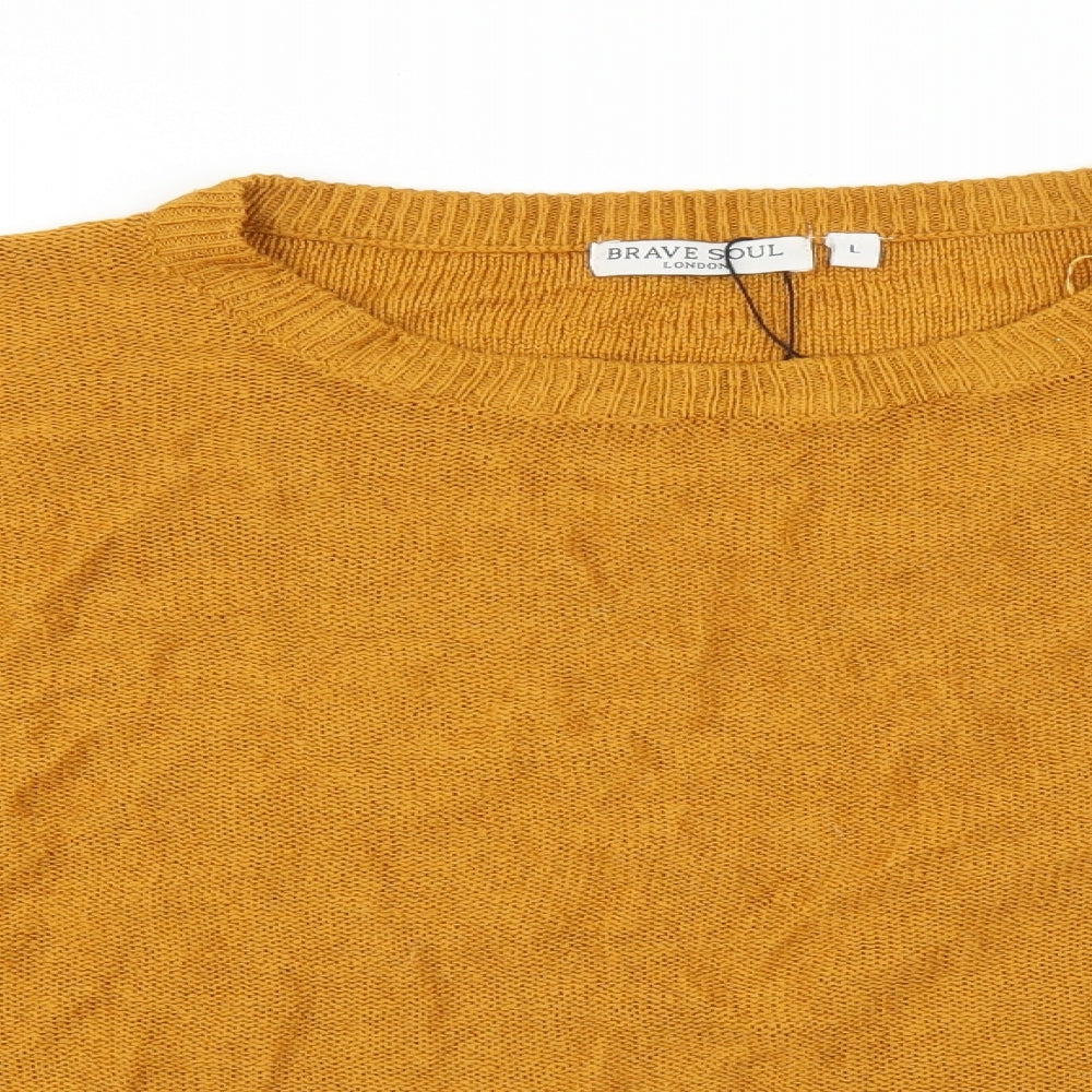 Brave Soul Womens Orange   Pullover Jumper Size L  - mustard colour