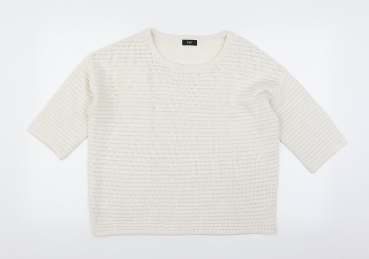F&F Womens White Pullover Jumper Size 12