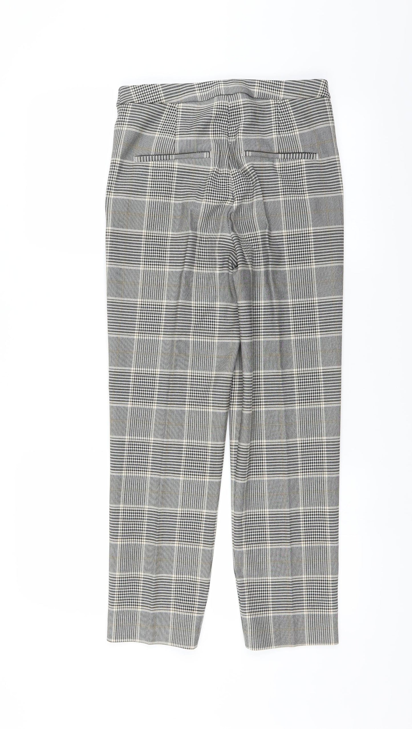 H&M Womens Grey Plaid  Trousers  Size 8 L25 in