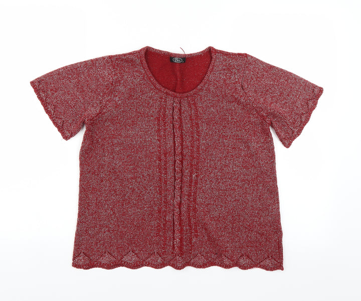 BM Womens Red Pullover Jumper Size S - glittery
