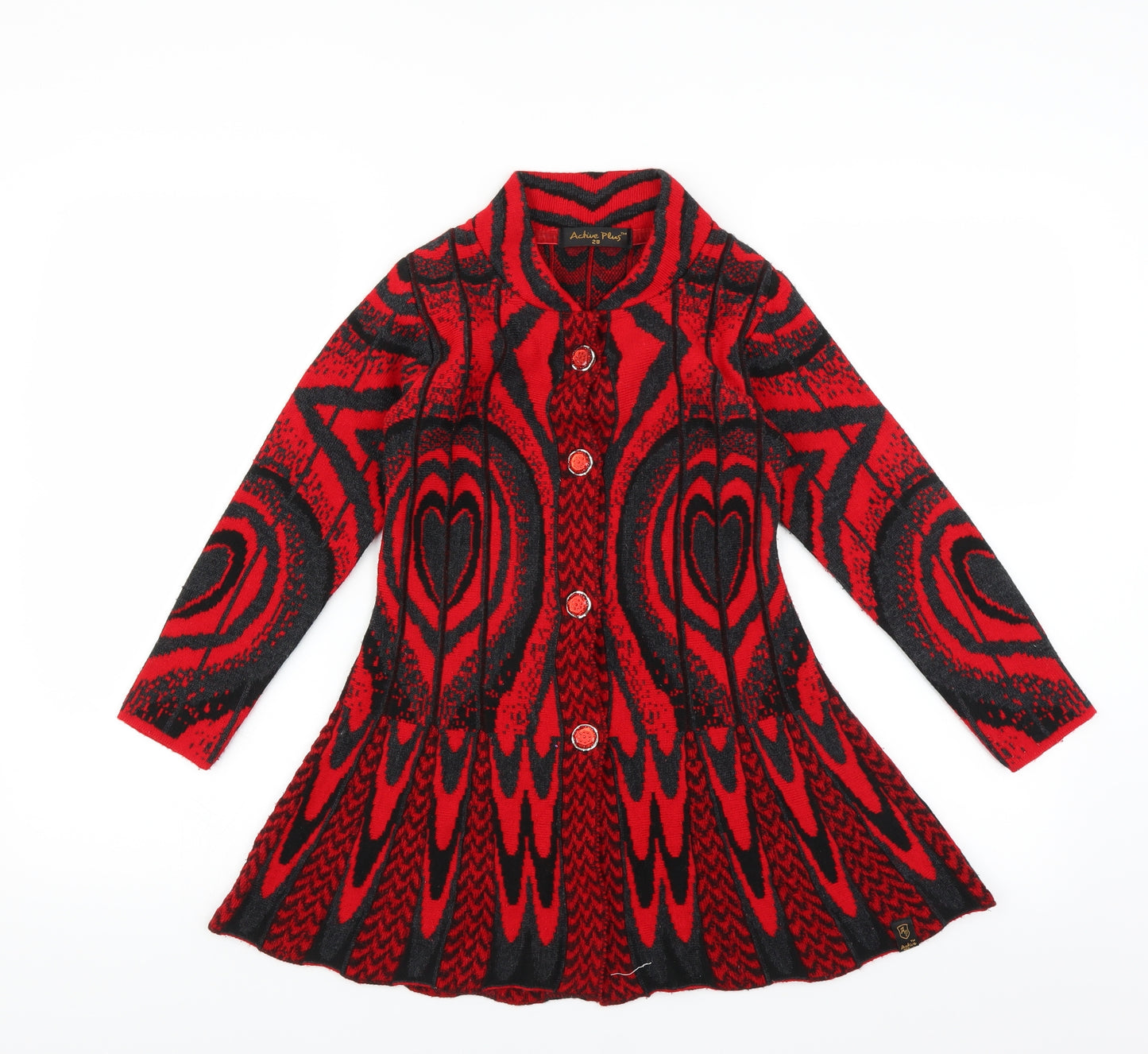 Active Plus Womens Red   Cardigan Jumper