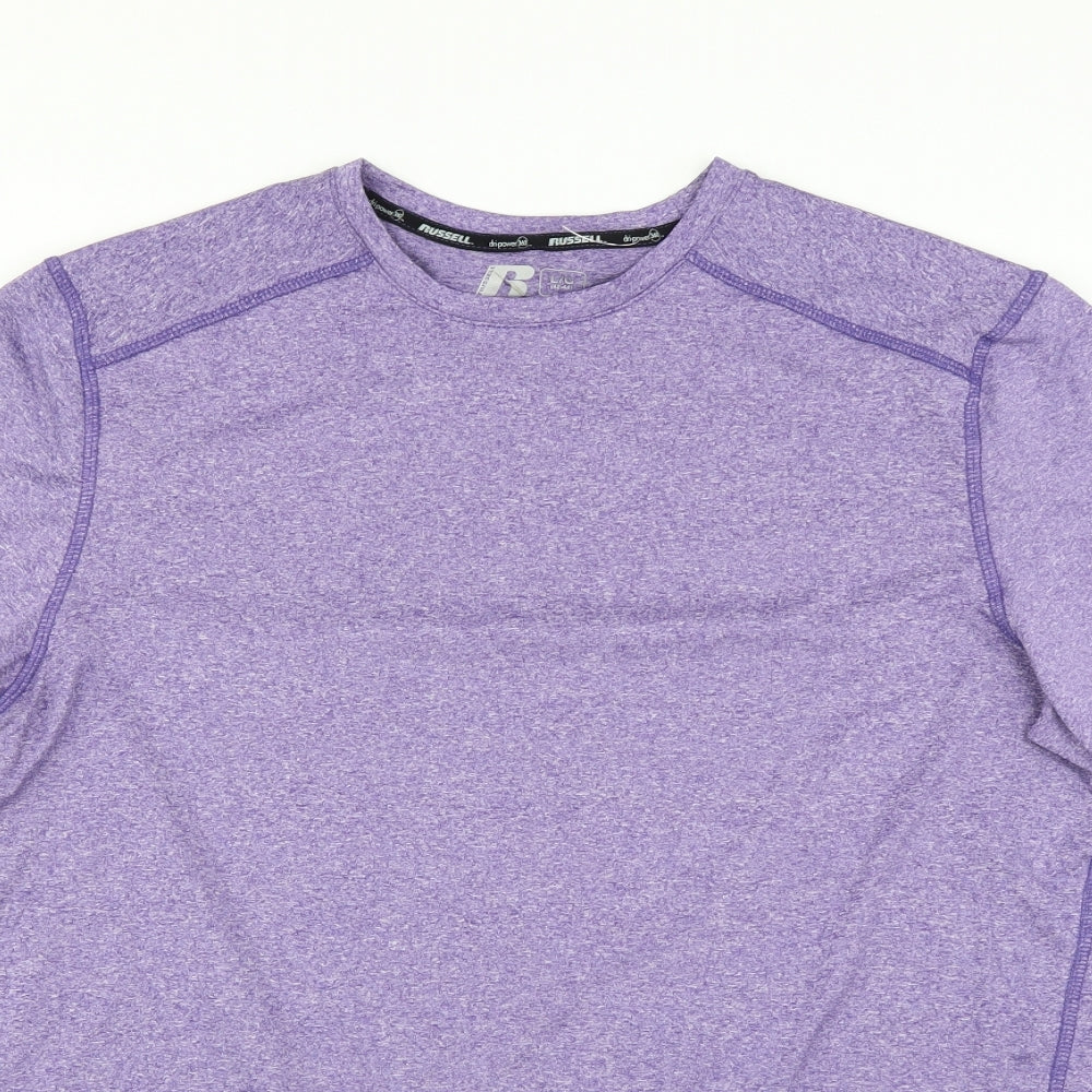 Russell Mens Purple   Basic T-Shirt Size L