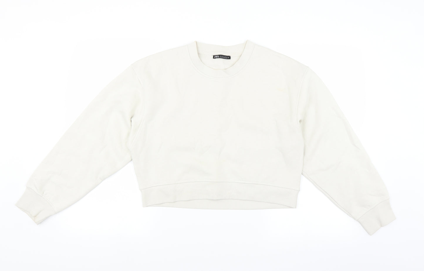 Zara Womens Ivory   Pullover Sweatshirt Size S  - CROPPED