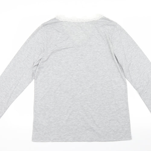 La Redoute Womens Grey Geometric  Top Pyjama Top Size 10  - Lace detail