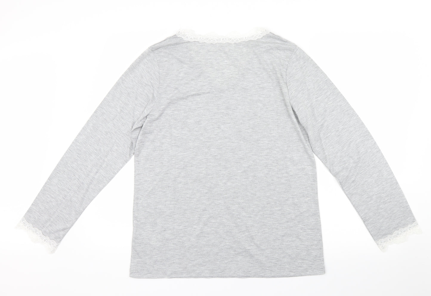 La Redoute Womens Grey Geometric  Top Pyjama Top Size 10  - Lace detail