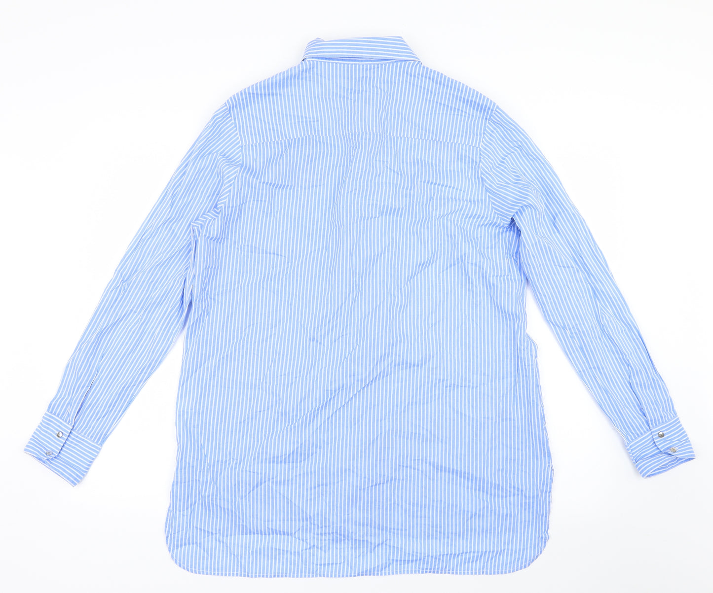 Be You Womens Blue Striped  Basic Button-Up Size 12