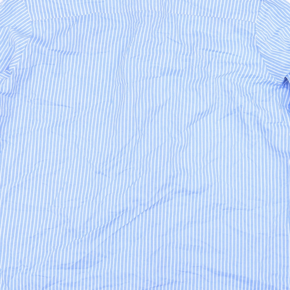 Be You Womens Blue Striped  Basic Button-Up Size 12