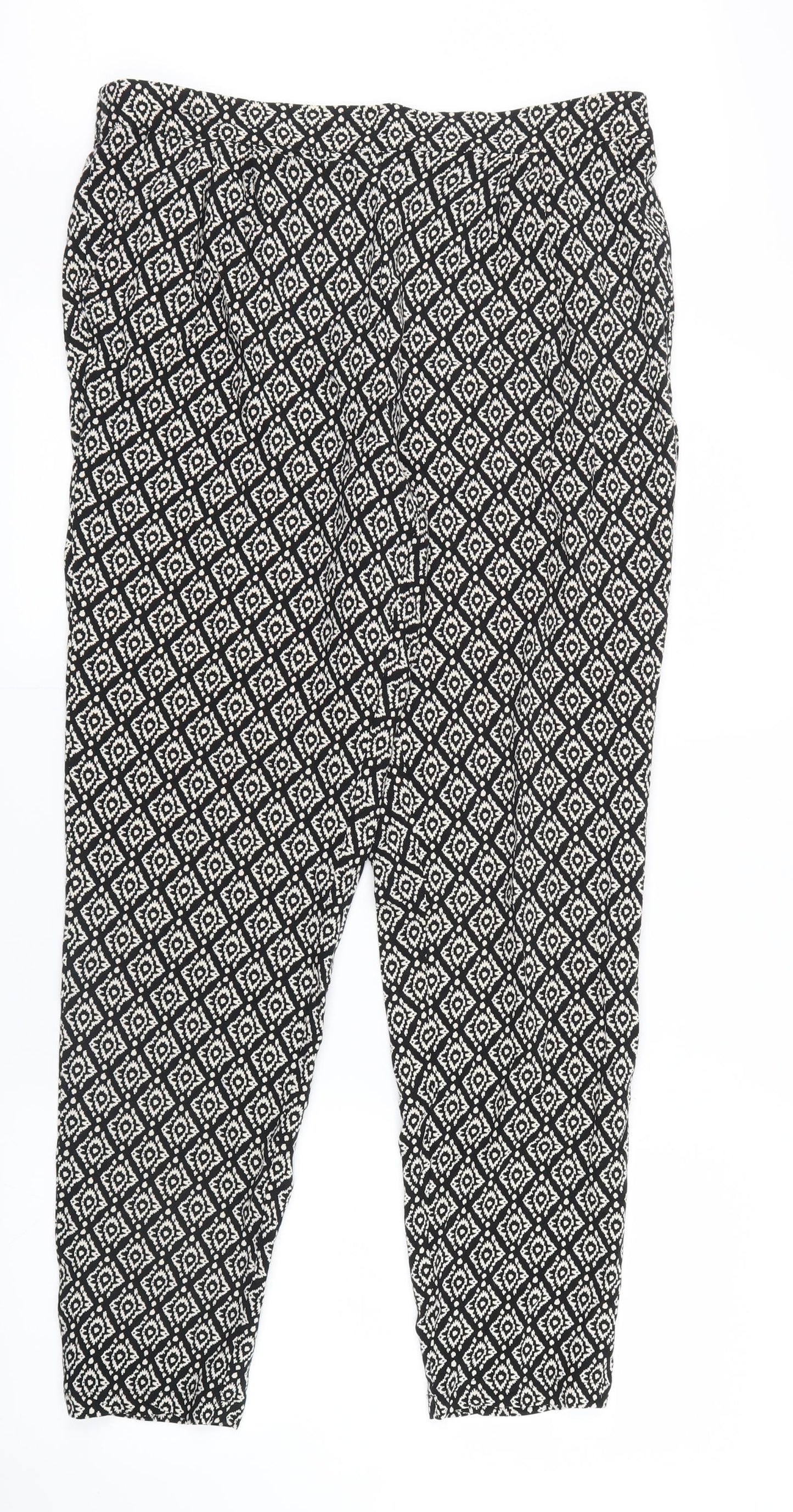 Papaya Womens Black Geometric  Trousers  Size 14 L28 in