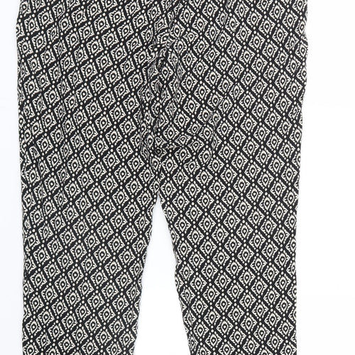 Papaya Womens Black Geometric  Trousers  Size 14 L28 in