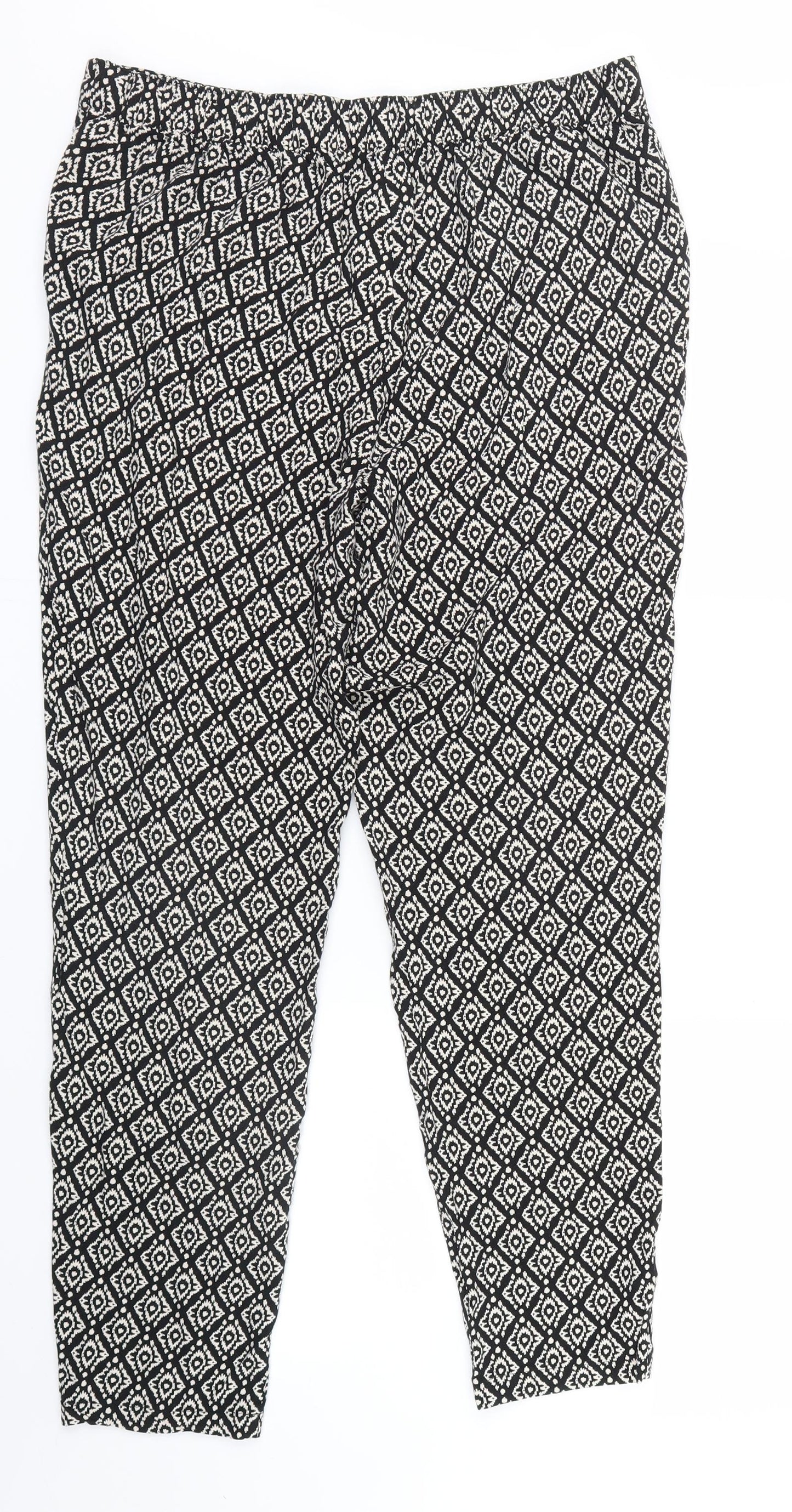 Papaya Womens Black Geometric  Trousers  Size 14 L28 in