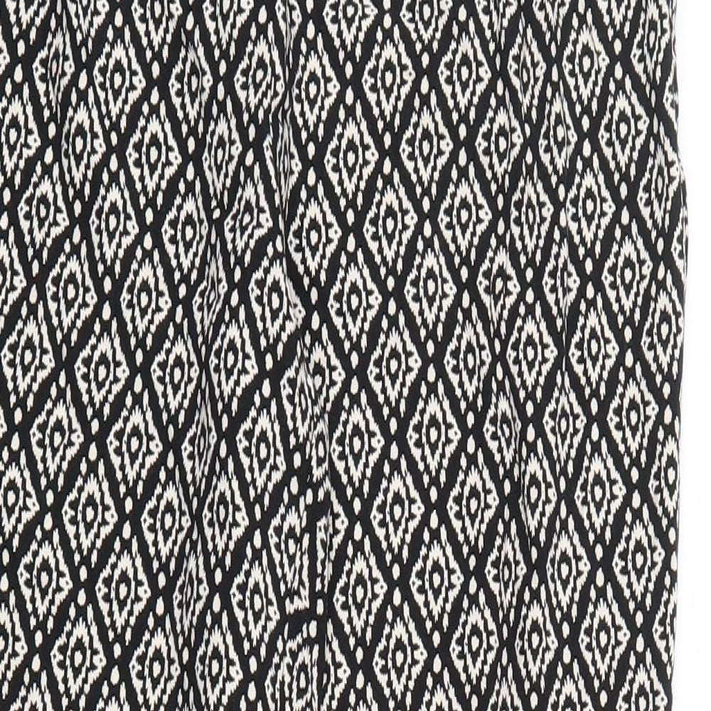 Papaya Womens Black Geometric  Trousers  Size 14 L28 in