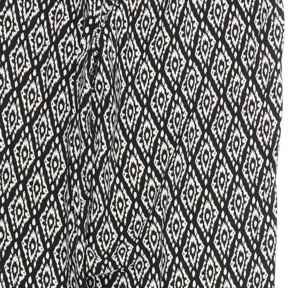 Papaya Womens Black Geometric  Trousers  Size 14 L28 in