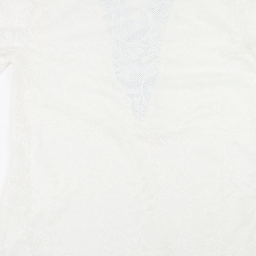 JCL Womens White Geometric Lace Shirt Dress  Size L