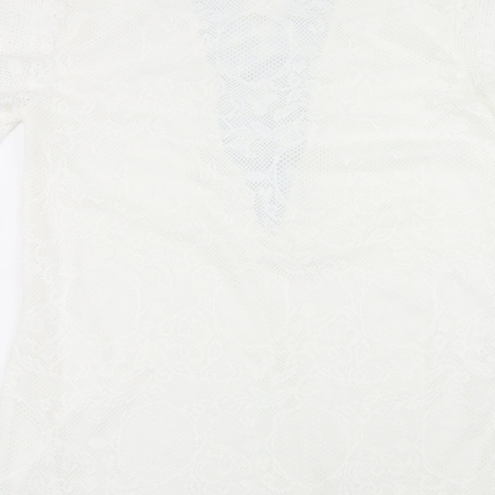JCL Womens White Geometric Lace Shirt Dress  Size L