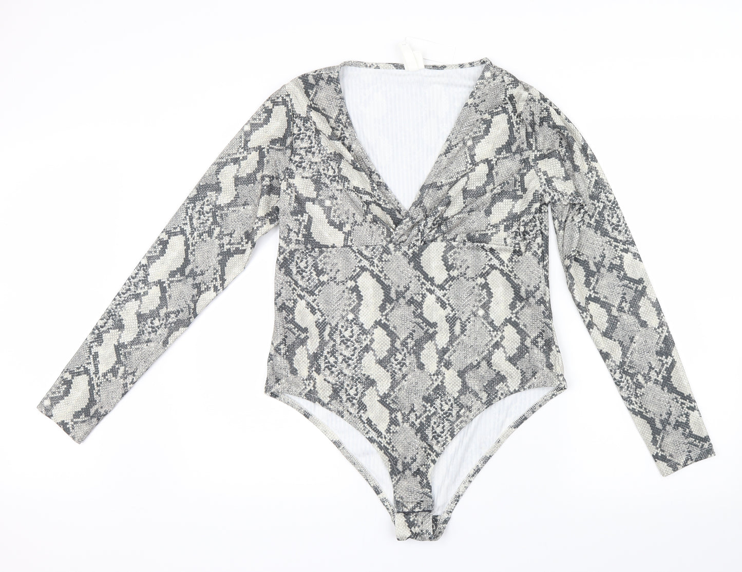 H&M Womens Grey Animal Print  Basic T-Shirt Size L  - Body Suit