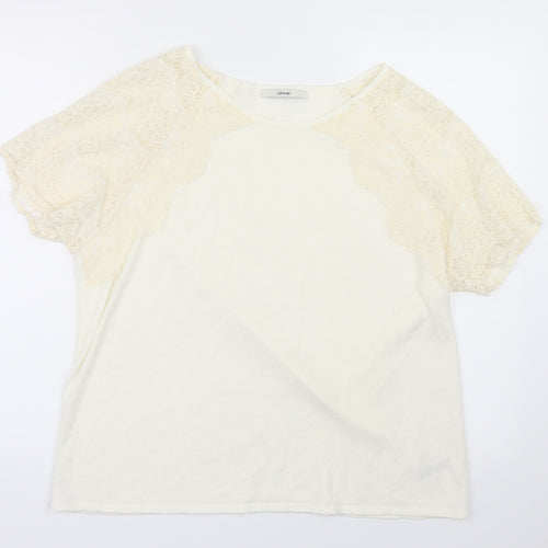 George Womens Ivory  Knit Basic T-Shirt Size 18