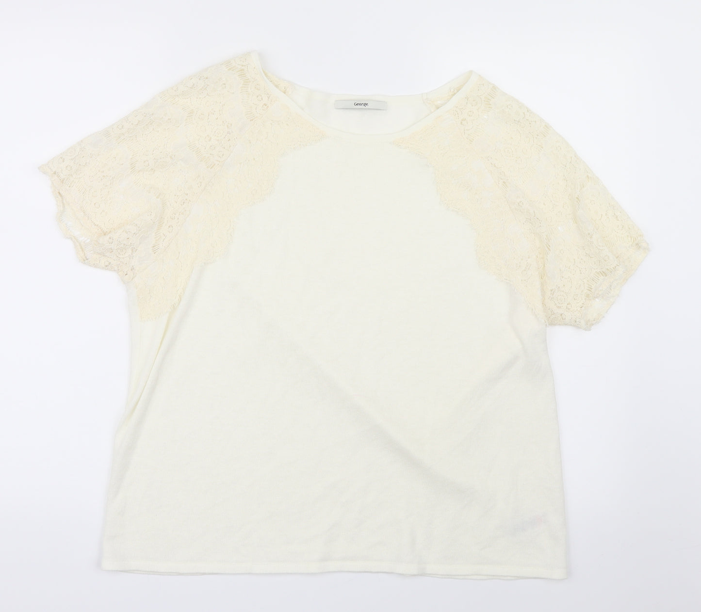 George Womens Ivory  Knit Basic T-Shirt Size 18