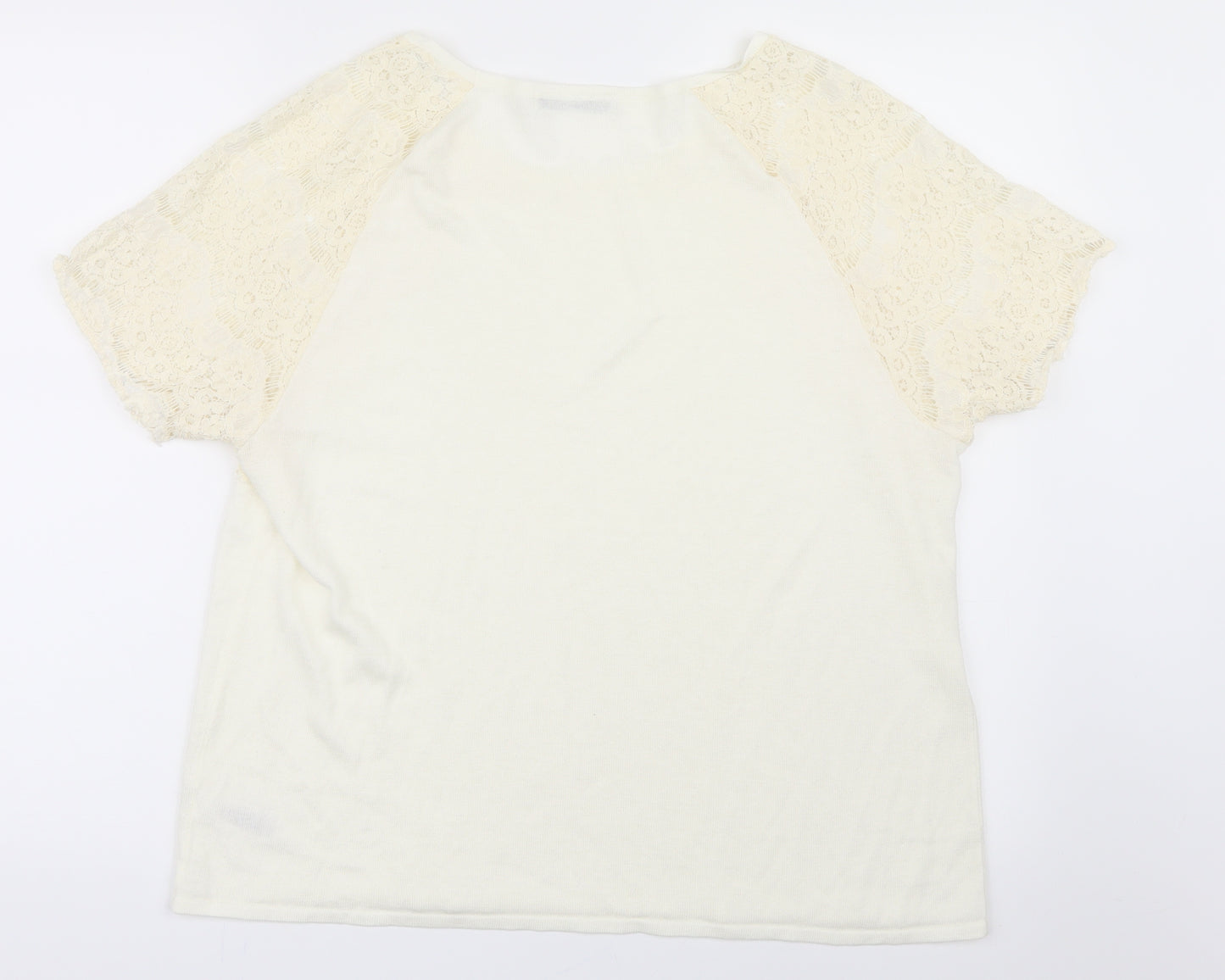 George Womens Ivory  Knit Basic T-Shirt Size 18