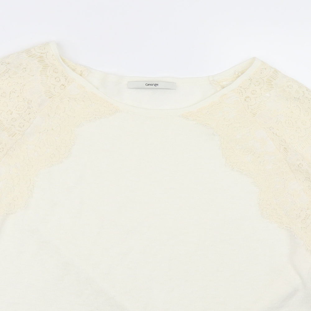 George Womens Ivory  Knit Basic T-Shirt Size 18