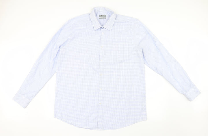 Tu Mens Blue Check Button-Up Size 17