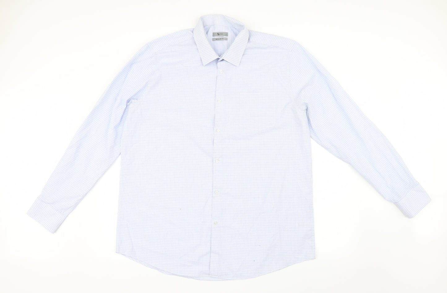 Tu  Mens Blue Check   Button-Up Size 17