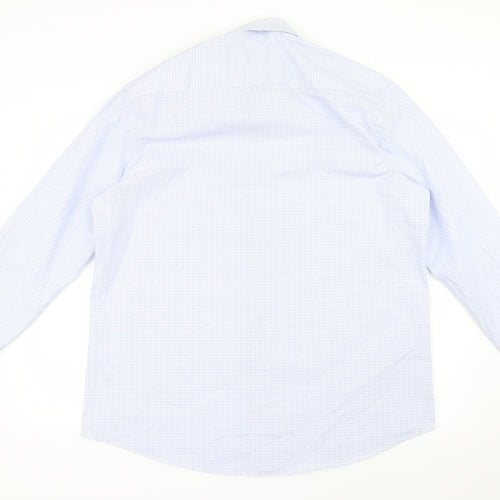 Tu  Mens Blue Check   Button-Up Size 17