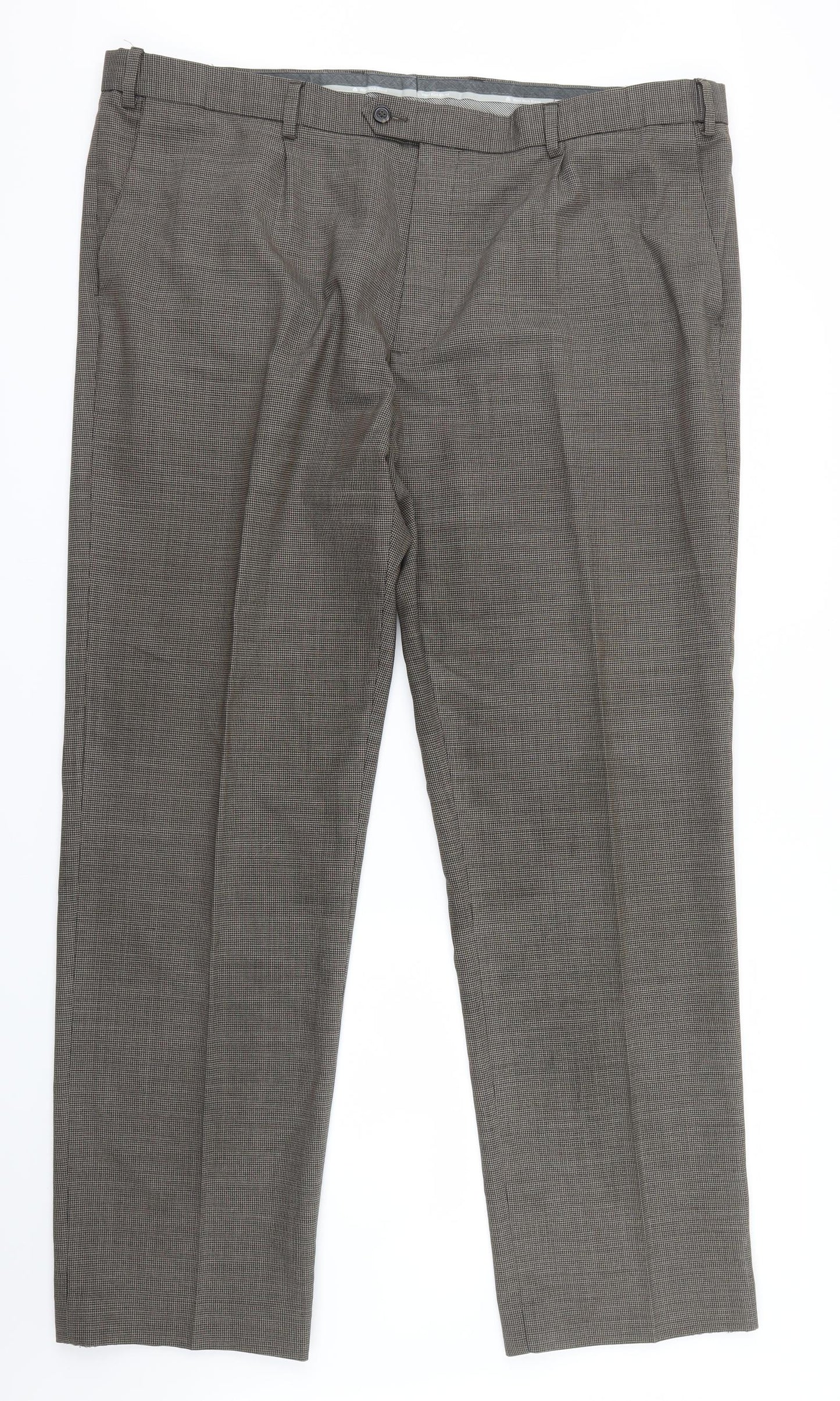 Marks and Spencer Mens Brown Geometric  Trousers  Size 42 in L32 in