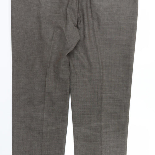 Marks and Spencer Mens Brown Geometric  Trousers  Size 42 in L32 in