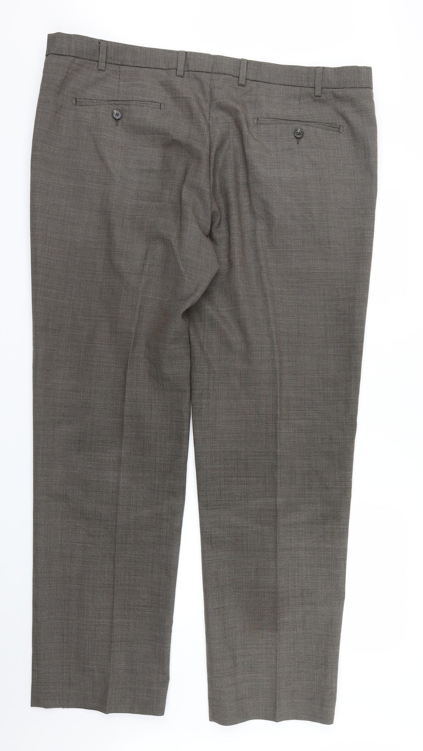 Marks and Spencer Mens Brown Geometric  Trousers  Size 42 in L32 in