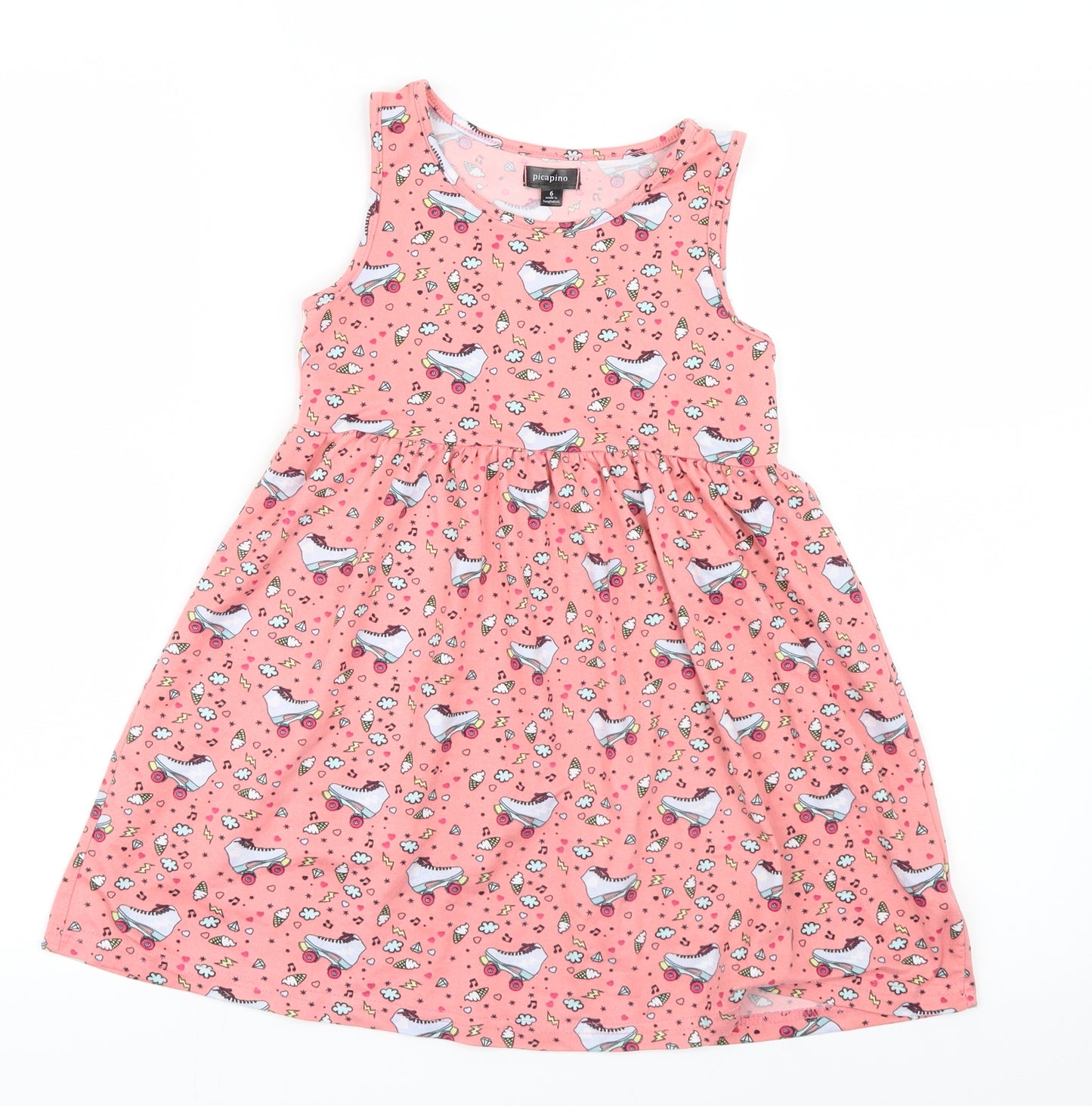 Picapino Girls Pink Geometric  Shirt Dress  Size 6 Years