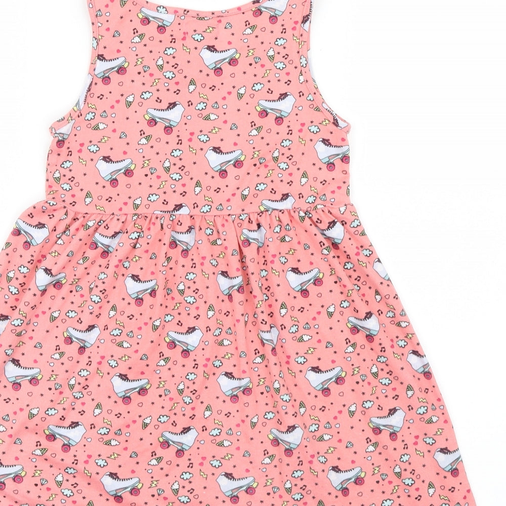 Picapino Girls Pink Geometric  Shirt Dress  Size 6 Years