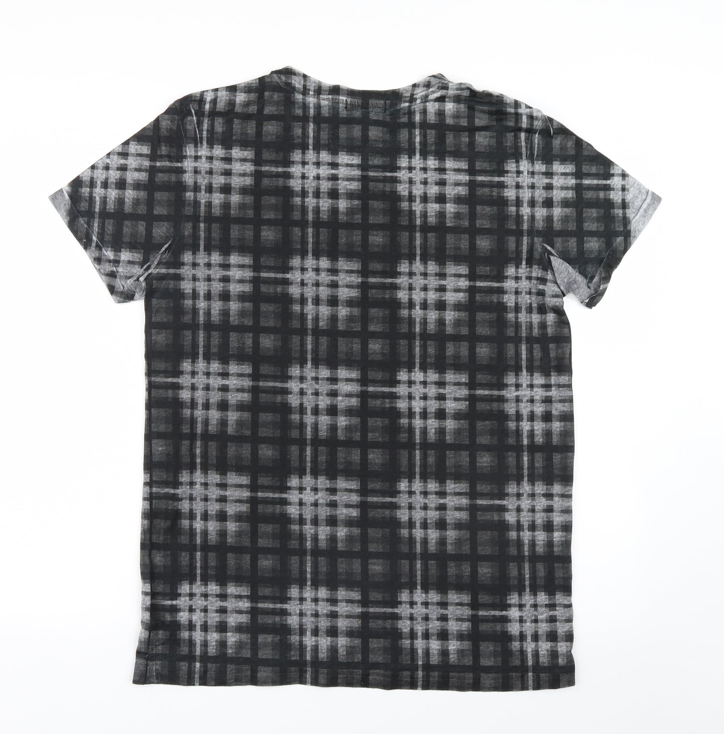 River Island Mens Grey Check   T-Shirt Size M