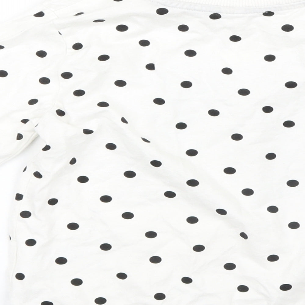 H&M Girls White Polka Dot  Pullover Jumper Size 7-8 Years