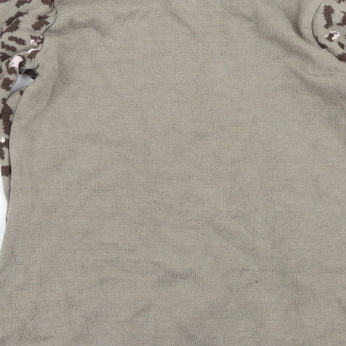 H&M Girls Brown Animal Print Knit Pullover Jumper Size 7-8 Years