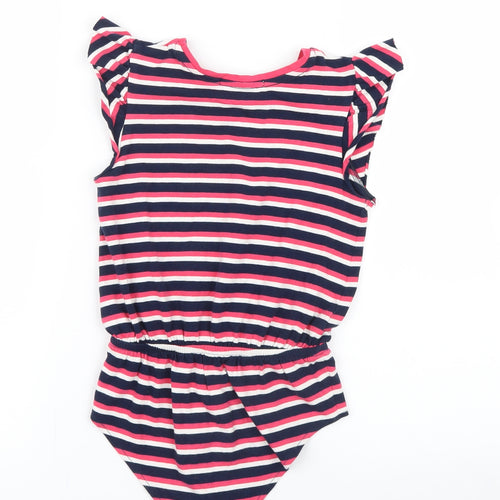 Marks and Spencer Girls Pink Striped  Basic T-Shirt Size 6-7 Years