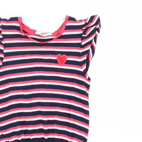 Marks and Spencer Girls Pink Striped  Basic T-Shirt Size 6-7 Years