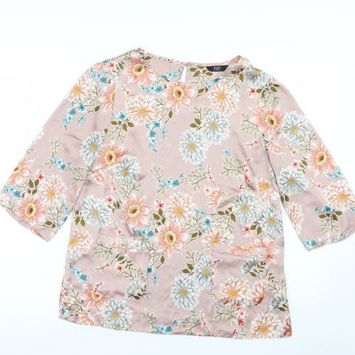 F&F Womens Pink Floral Satin Basic Blouse Size 10