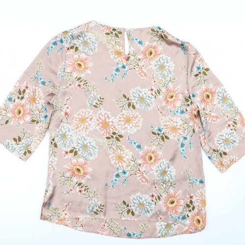 F&F Womens Pink Floral Satin Basic Blouse Size 10