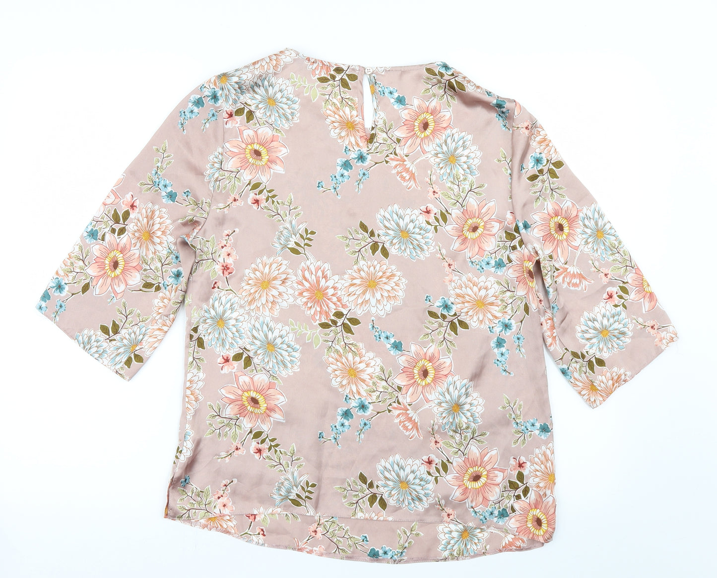 F&F Womens Pink Floral Satin Basic Blouse Size 10