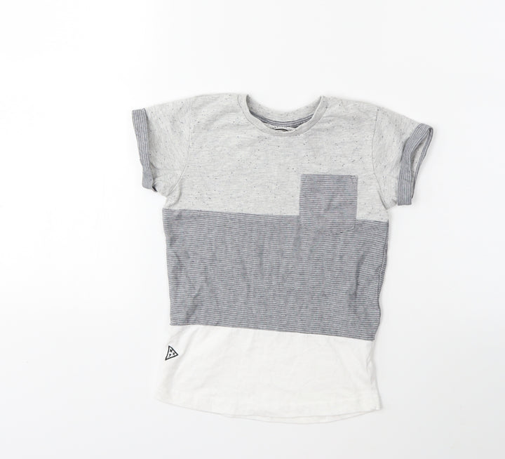 NEXT Boys Grey Striped Basic T-Shirt Size 4 Years
