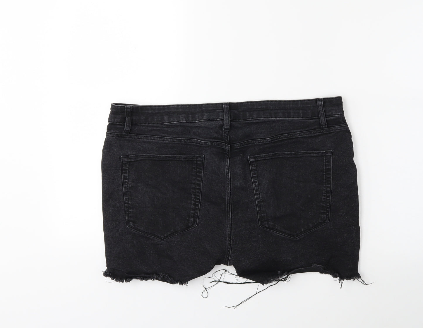 Preworn Womens Black  Denim Cut-Off Shorts Size 20 in