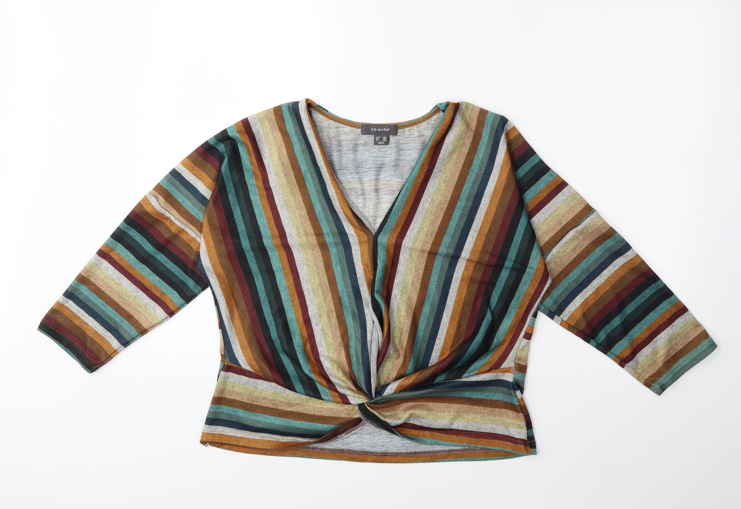 Primark Womens Green Striped  Pullover Jumper Size 14