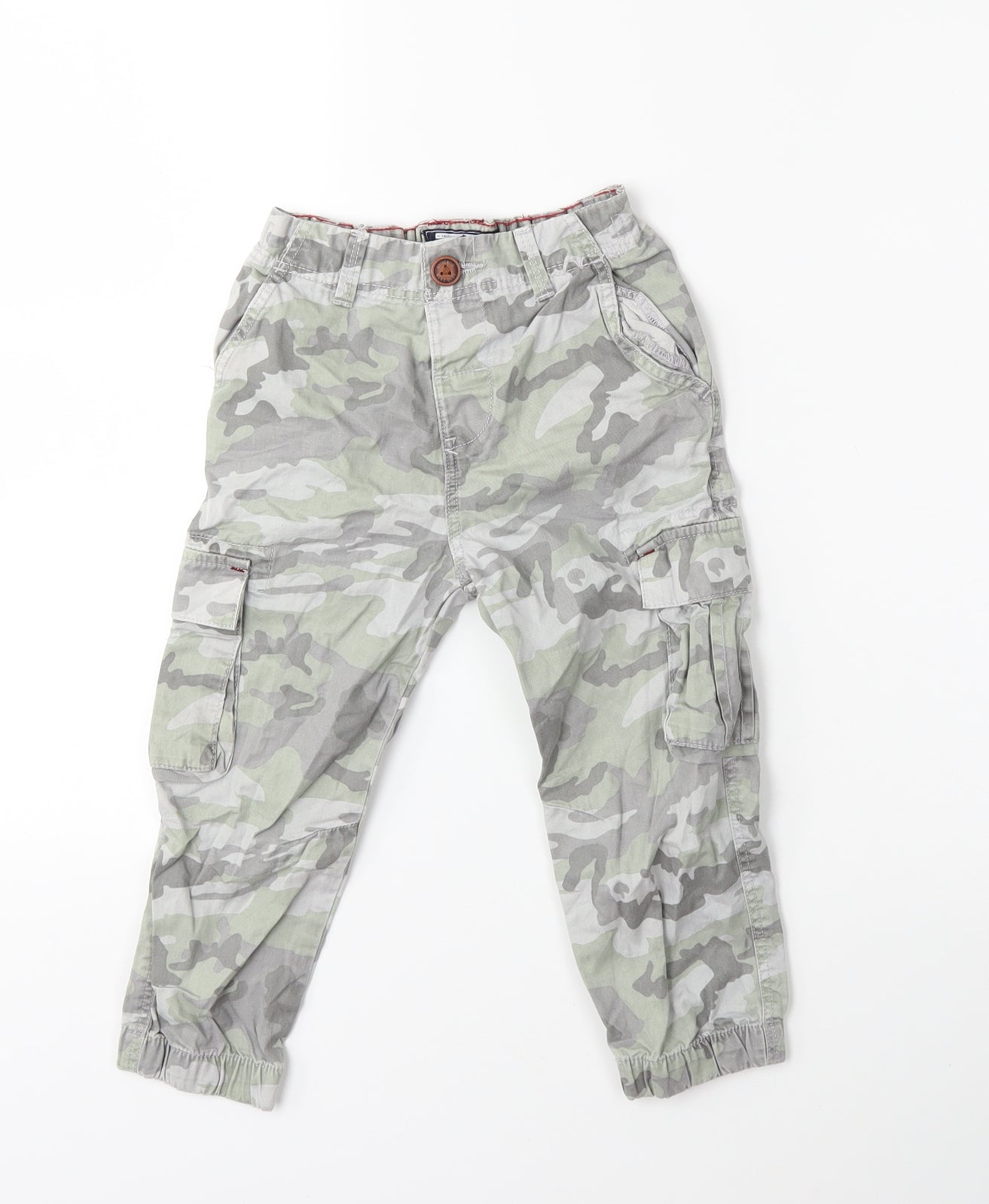 NEXT Boys Green Animal Print  Cargo Trousers Size 2-3 Years