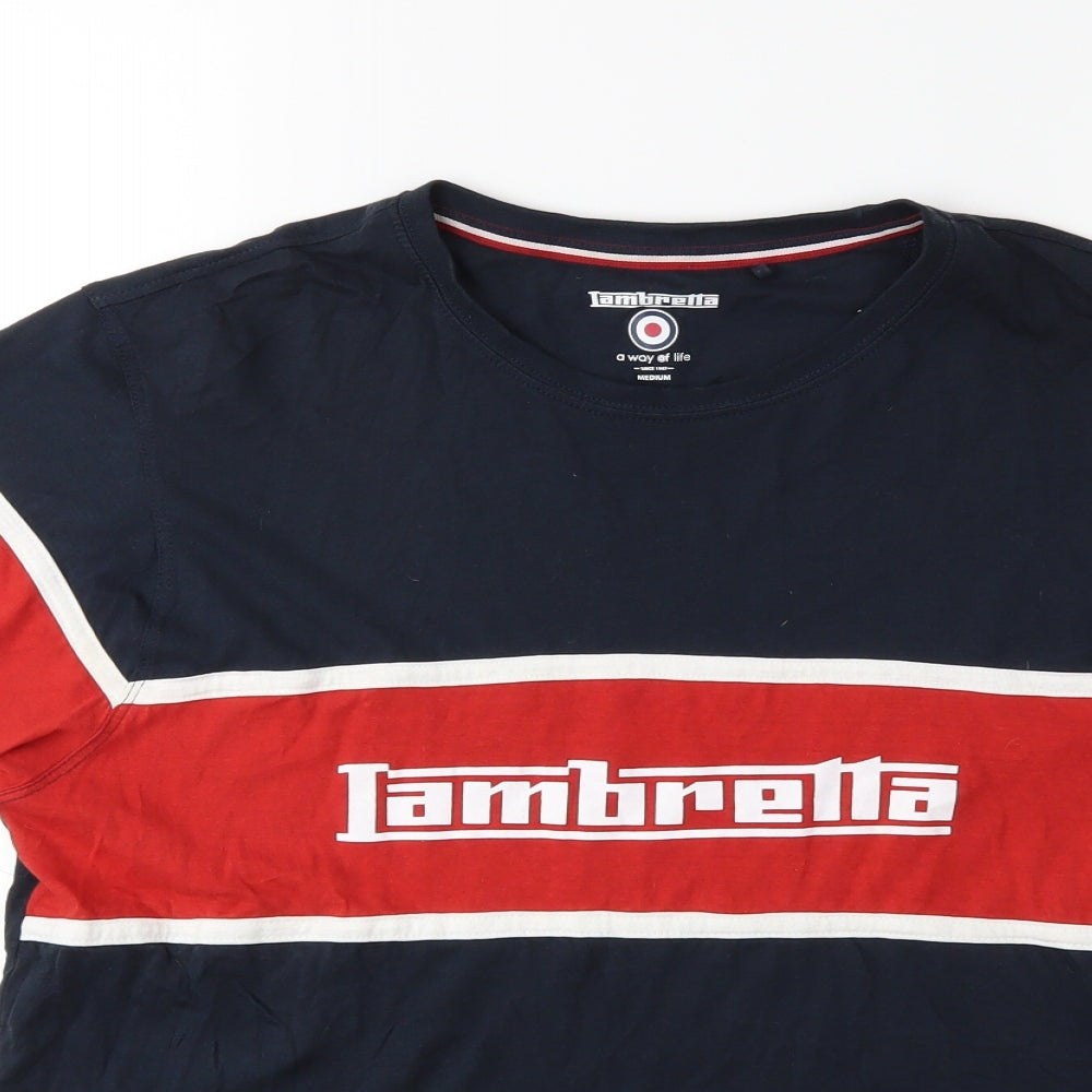 Lambretta Mens Blue Striped   T-Shirt Size M