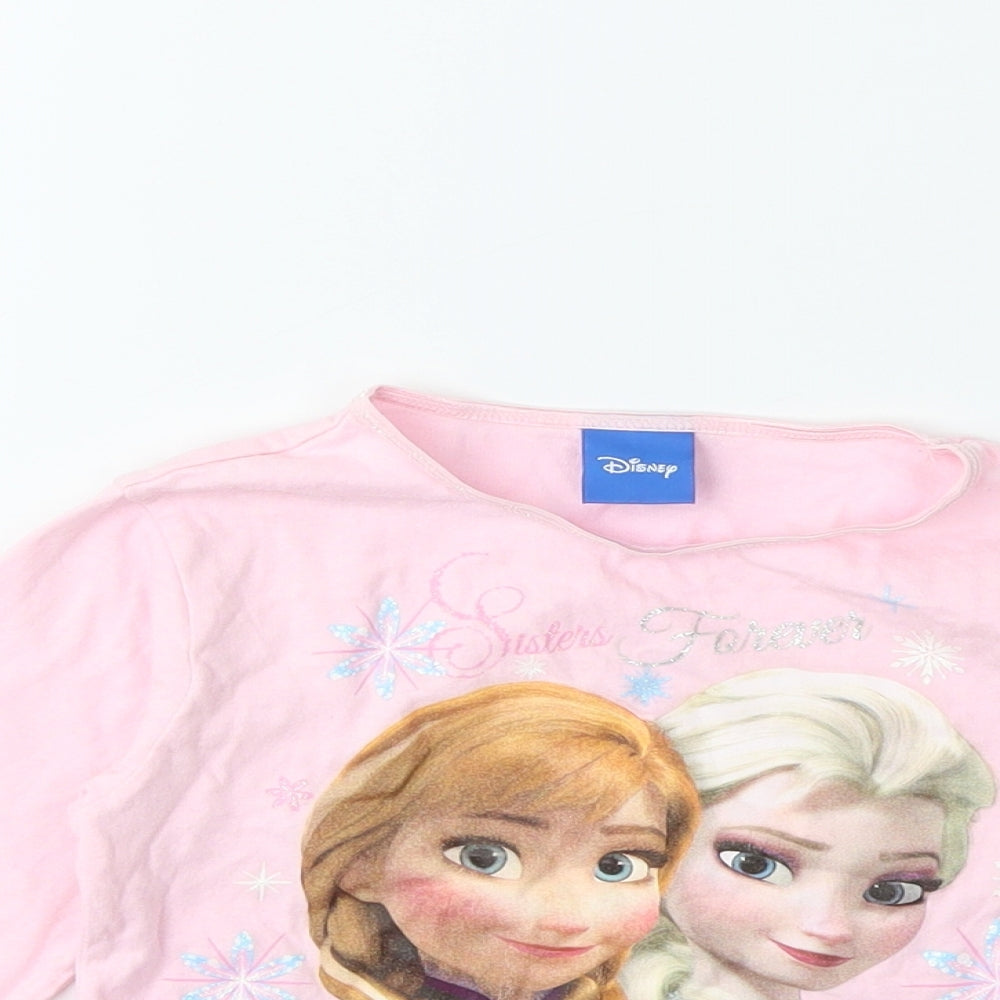 Disney Girls Pink   Basic T-Shirt Size 4-5 Years  - FROZEN