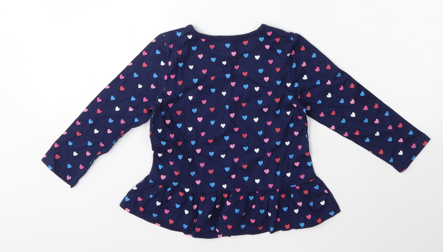 Bluezoo Girls Blue   Basic T-Shirt Size 3-4 Years