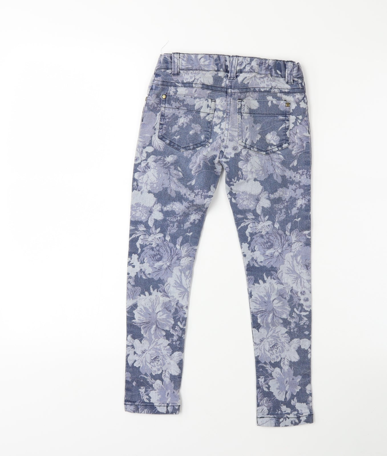 F&F Girls Blue Floral Denim Skinny Jeans Size 5-6 Years