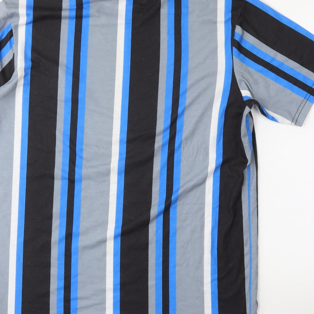 Bee Inspired Mens Blue Striped   T-Shirt Size L
