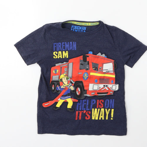 Marks and Spencer Boys Blue   Basic T-Shirt Size 3-4 Years  - fireman sam